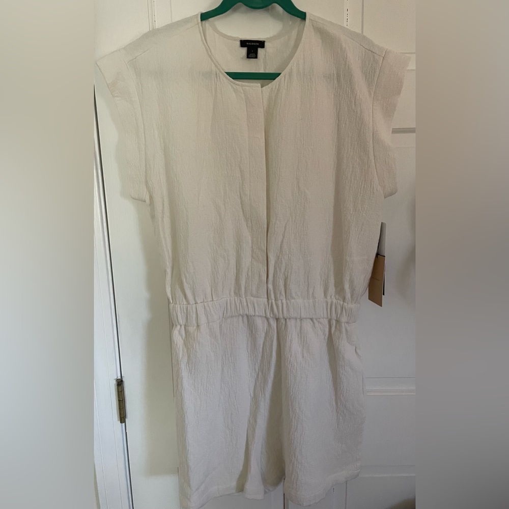 Halogen NWT Ivory Cloud Textured Cotton Romper Shorts Large